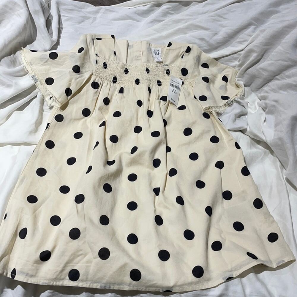 Baby gap 4 cream black polka dot cotton dress NWT